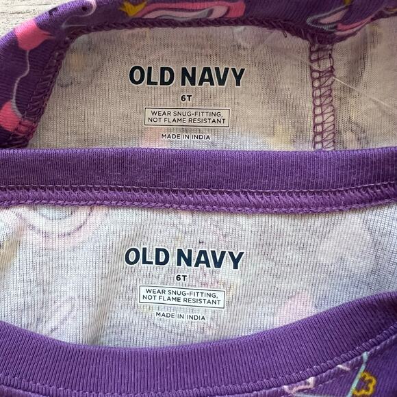 Old Navy Girls Pajama Set 6T Purple Unicorn Rainbow Cotton Short Sleeve New - Picture 4 of 5